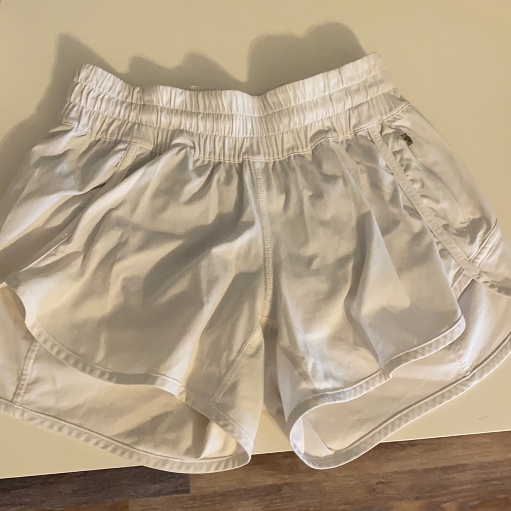 White lululemon track that shorts